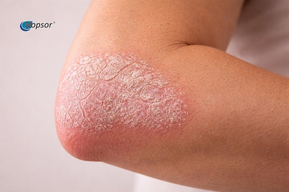 Elbow with plaque psoriasis