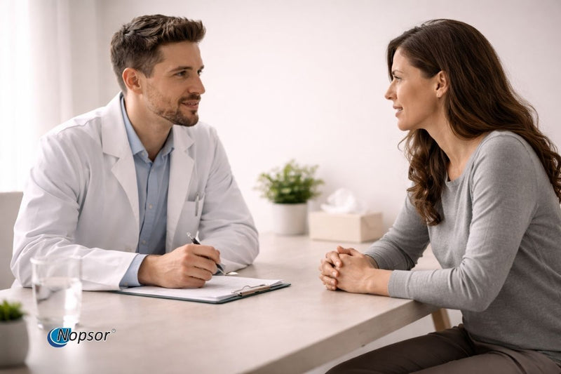 Doctor and patient having a consultation in a bright office setting