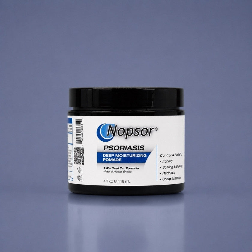 Nopsor USA Psoriasis Deep Moisturizing Pomade Product Image with blue background
