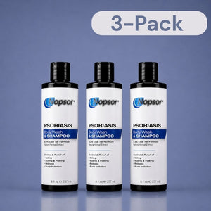 Nopsor USA Psoriasis Body Wash and Shampoo 3 Pack Product Image with blue background