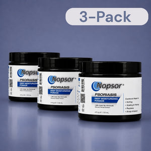 Nopsor USA Psoriasis Deep Moisturizing Pomade Trio Product Image with blue background