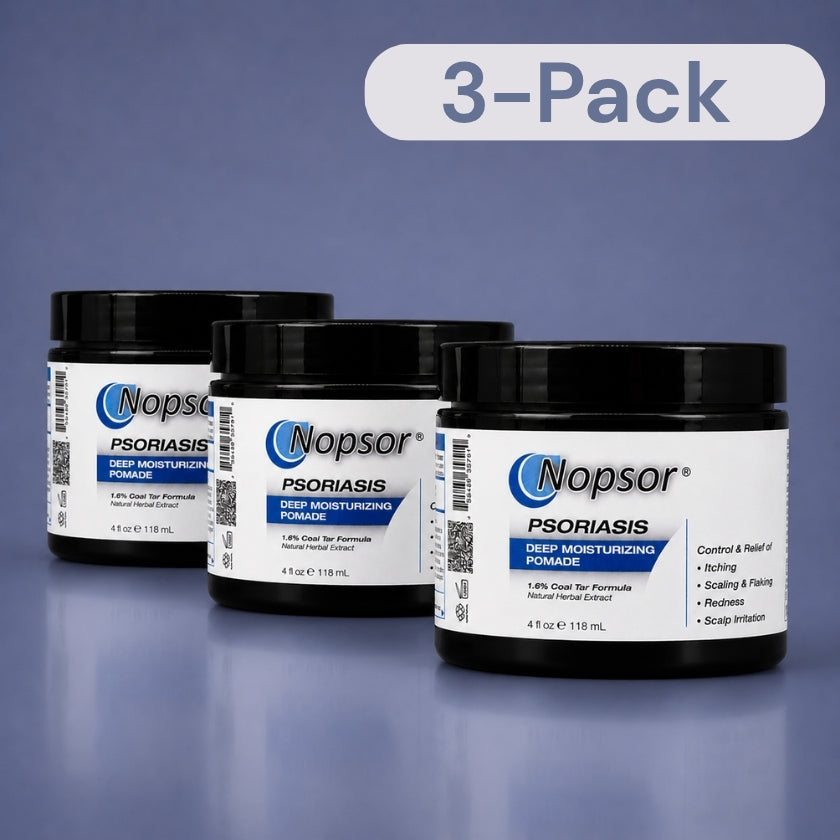 Nopsor USA Psoriasis Deep Moisturizing Pomade Trio Product Image with blue background