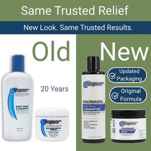 Comparison of Nopsor products with 'Old' and 'New' labels on a green and white background.